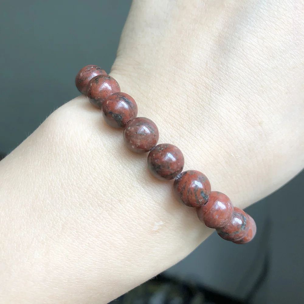Natural Stone Beads Smooth Red Jaspers Round Loose Spacer Beads For Jewelry DIY Making Bracelet Charms 15''Inches 6 8 10 12mm — view 4