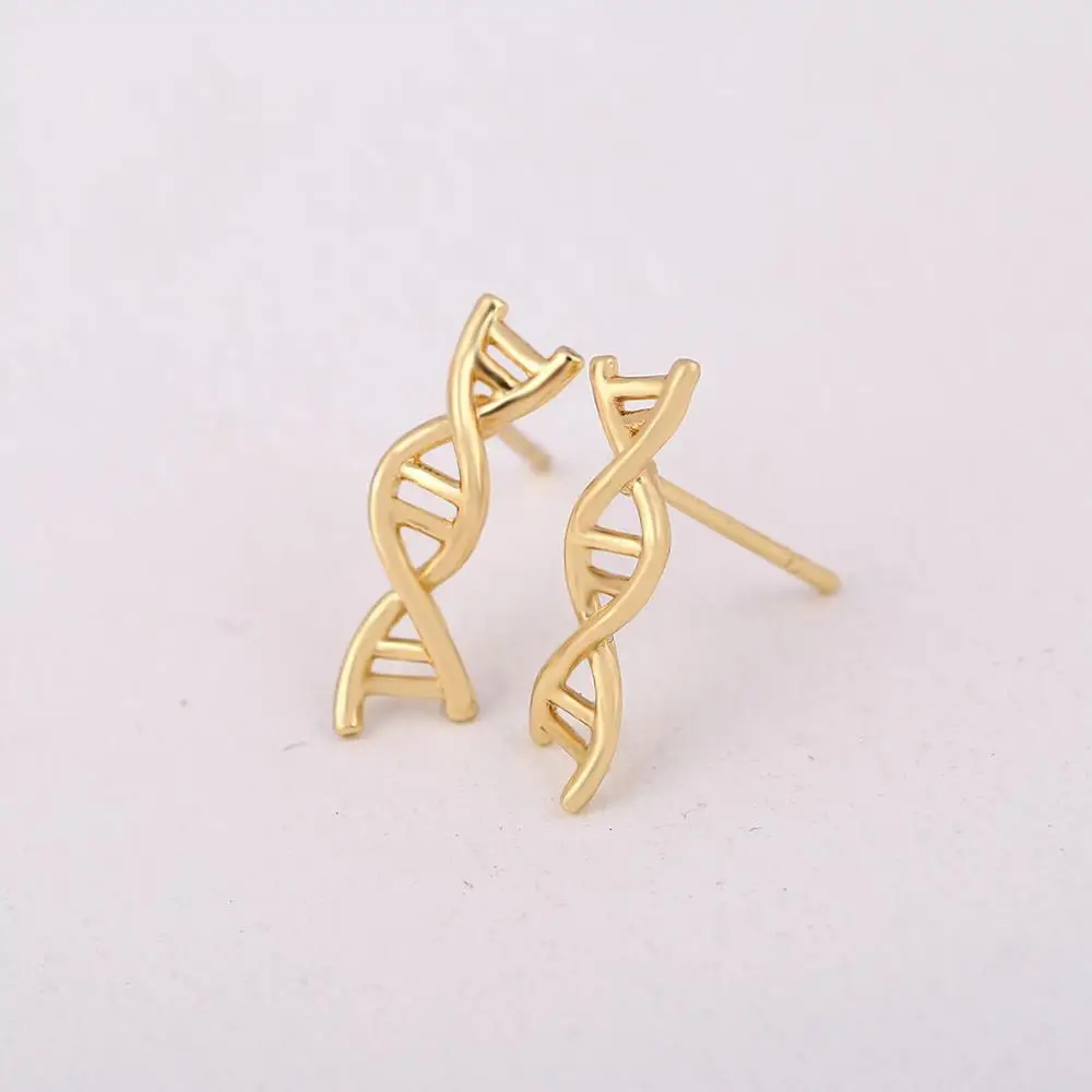 Jisensp Delicate Design DNA Earring Helix Earrings for Women Girls Geometric DNA Stud Earrings Science Jewelry Unique Gift