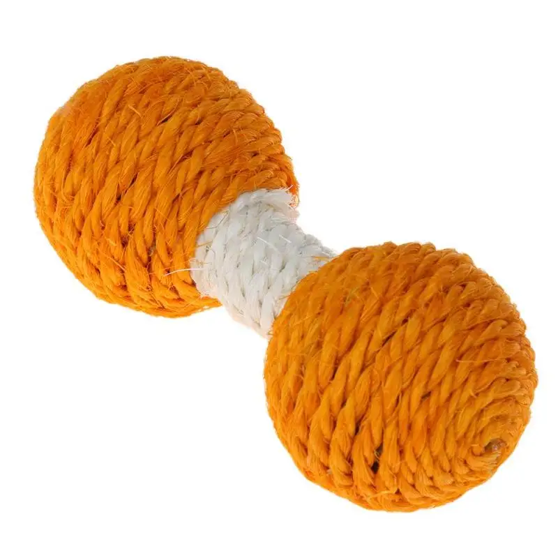Orange Игрушка для домашних животных кошка котенок сизаль Конопля гантели игрушки для домашних животных царапина жевательная игрушка Прорезыватель скрипучий игрушки для тренировки ловли - Цвет: Orange