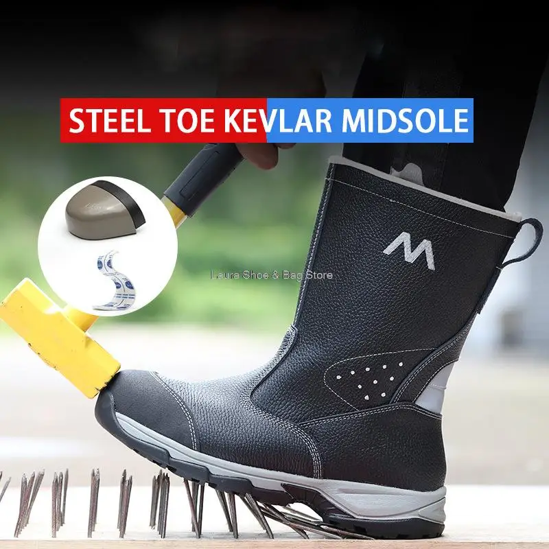 Men's Welder Shoes Steel Toe Cap Puncture Proof Work Shoes Waterproof High Top Men Work Safety Boots Indusrtial Security Boots
