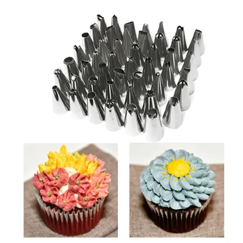 

48Pcs/Lot Stainless Steel Nozzle Tips DIY Cake Decorating Tools Icing Piping Cream Pastry Bag Nozzle Kitchen Bakery Tools