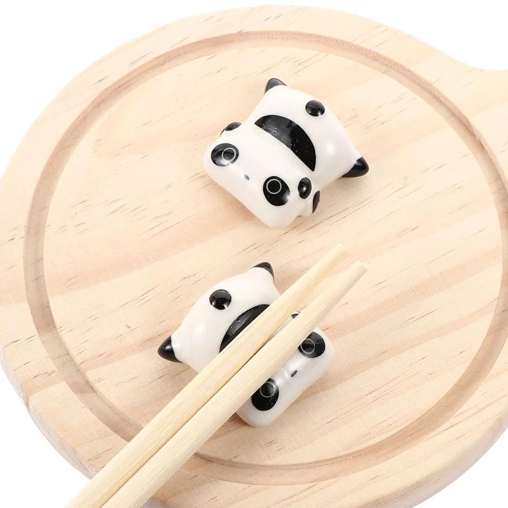 

2Pcs Chopstick Rack Cultural Creative Cute Panda Ceramic Ware Porcelain Spoon Fork Chopsticks Holder Table Kitchen Decoration