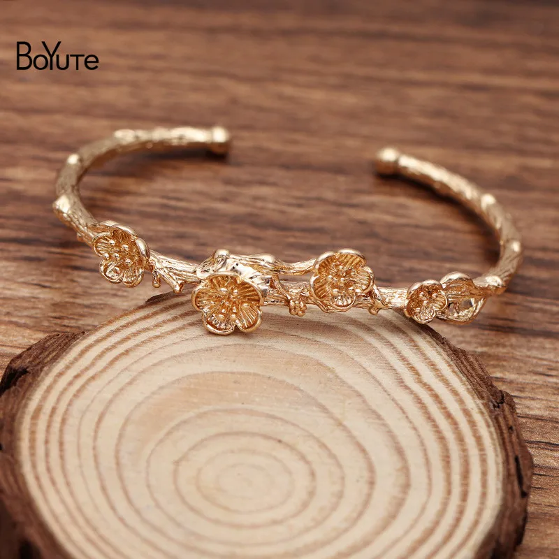 KC Gold Plated BoYuTe с фабрики(10 шт./лот) 66*55 мм Цветок Браслет в виде ветки модный металлический сплав женский браслет ювелирные изделия аксессуары - Окраска металла: KC Gold Plated