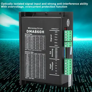 

DMA860H Optically Isolated Signal Input 18-80VAC for 4/6/8 Wire Two-Phase Microstep Driver Stepper Motor Driver