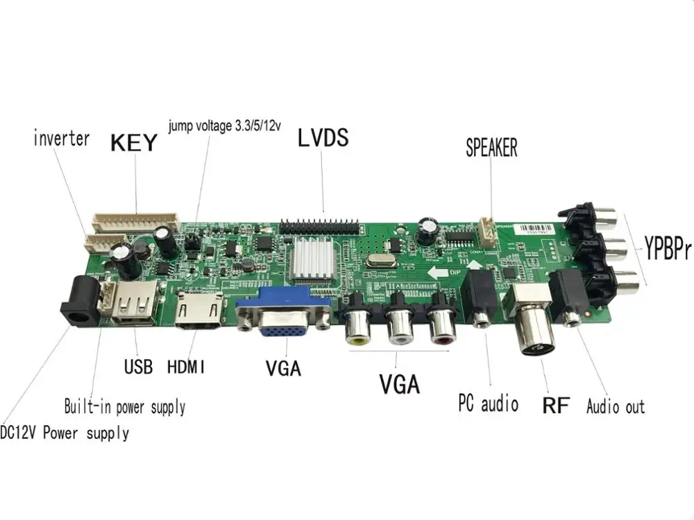 3663 Новая цифровая сигнальная DVB-T2 DVB-T DVB-C, универсальный ЖК-ТВ контроллер, плата драйвера+ 7 кнопок+ 1Ch 6bit 3463A, русский