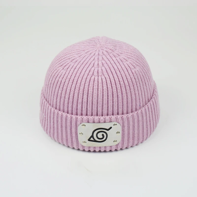 Зимний тренд Наруто значок Вышивка милые шапки модные эластичные Skullies& Beanies - Цвет: pink