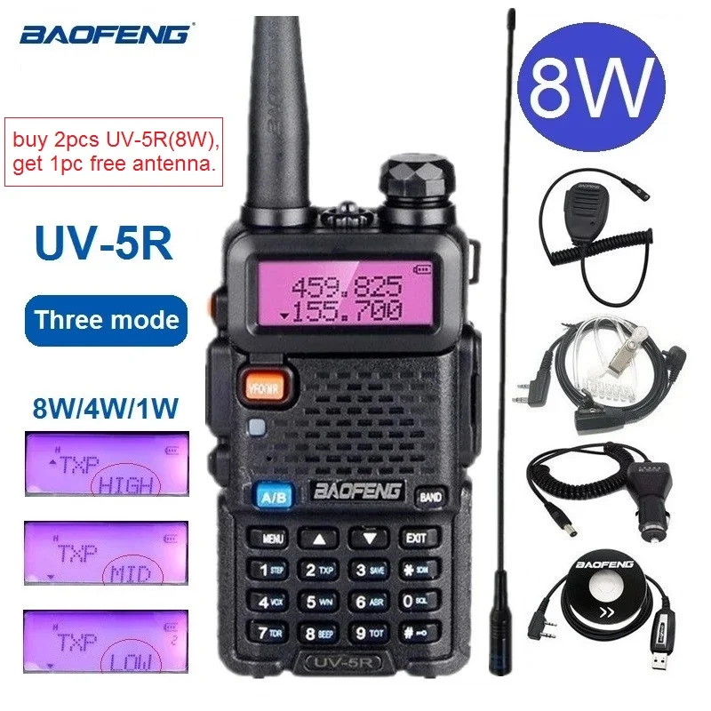 Портативная рация Baofeng UV 5R 8 Вт VHF UHF Ham CB радиостанция портативный двухсторонний