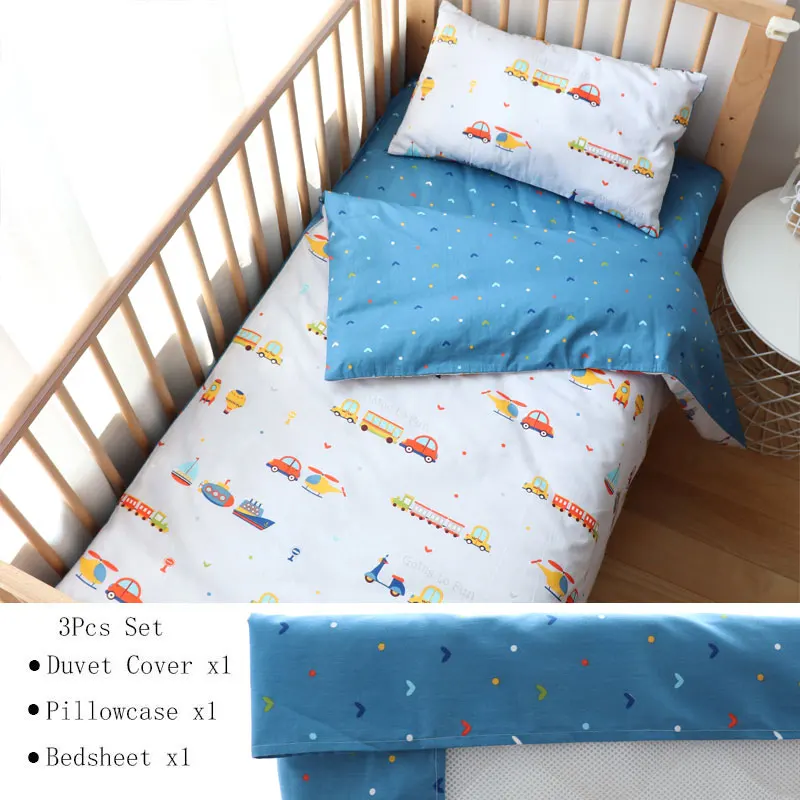 Traffic 3Pcs Flat Комплект постельного белья из 3 предметов для маленьких девочек; хлопковый комплект постельного белья для новорожденных; детское постельное белье без наполнителя - Цвет: Traffic 3Pcs Flat