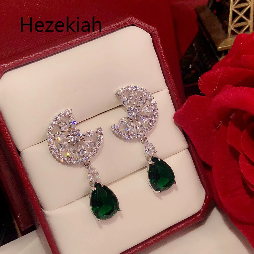 Hezekiah S925 серебряные серьги,, Индивидуальные Зеленые женские серьги для танцев, вечерние серьги высшего качества для женщин