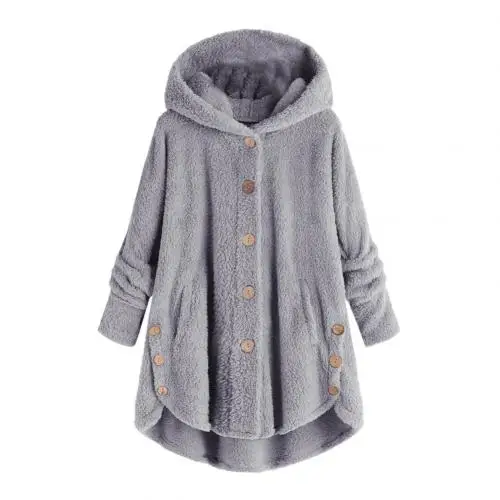 Light Gray Элегантное пальто из искусственного меха Женская осенне-зимняя теплая мягкая меховая куртка Женская длинная плюшевая пальто с карманами Повседневная плюшевая верхняя одежда шуба - Цвет: Light Gray