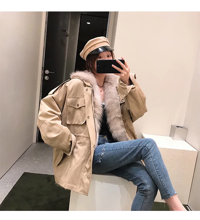 Real Fur Coat Women Fox Fur Coat Women Clothes Real Fur Parka Warm Winter Coat Womens Clothing Manteau Femme BL-299 YY1067