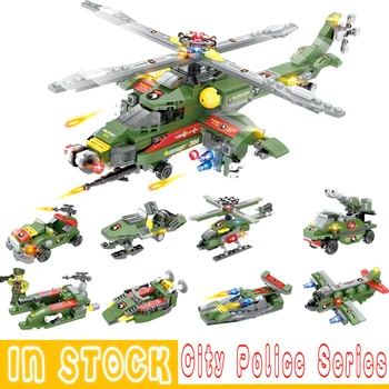 

City Police Station Helicopter Building Blocks City SWAT Team Truck House Blocks Technic Diy Toy For Boys Children