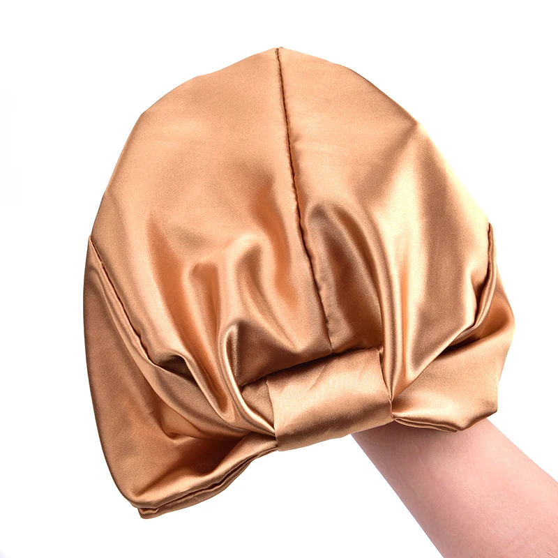 1PCS Silk Salon Bonnet Women Sleep Shower Cap Bath Towel Hair Dry Quick Elastic Hair Care Bonnet Head Wrap Hat 6 Colors
