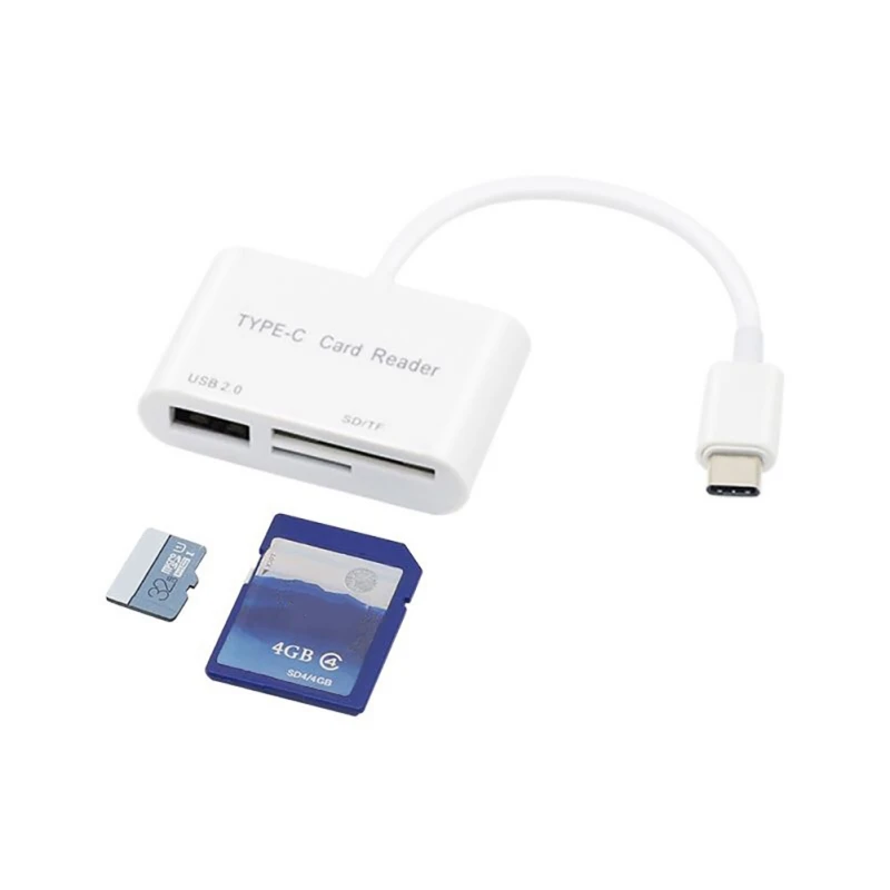 Тип-c 2,0 SD/mirco SD считыватель карт OTG адаптер для Android и IPhone Белый 3 в 1 USB 2,0 концентратор