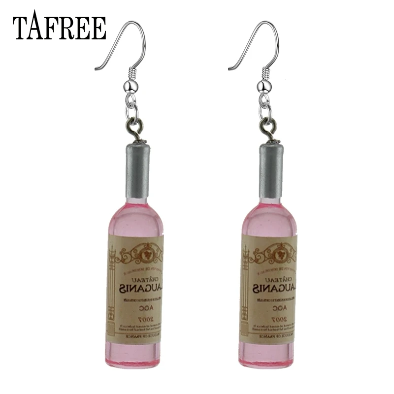 TAFREE DIY Имитация бутылки вина Висячие серьги для женщин холодный красный, желтый, синий Вино Висячие серьги ювелирных изделий
