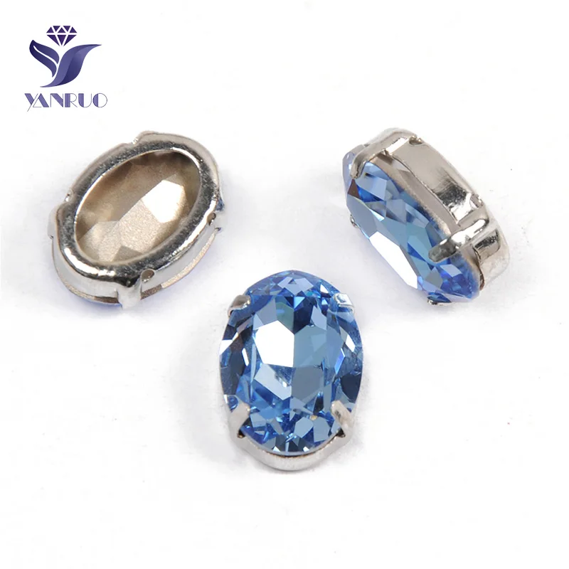 Light Sapphire Yanruo 4120 Овальный заостренный назад пришить стразы стеклянные изделия ручной работы камни страз стразы для поделок ювелирных изделий - Цвет: Light Sapphire