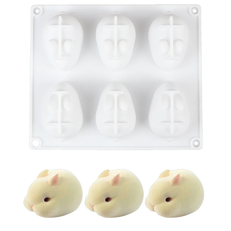 

Silicone 3D Bunny Rabbit Mold Cake Decorating Mould For Baking Mousse 6 Forms
