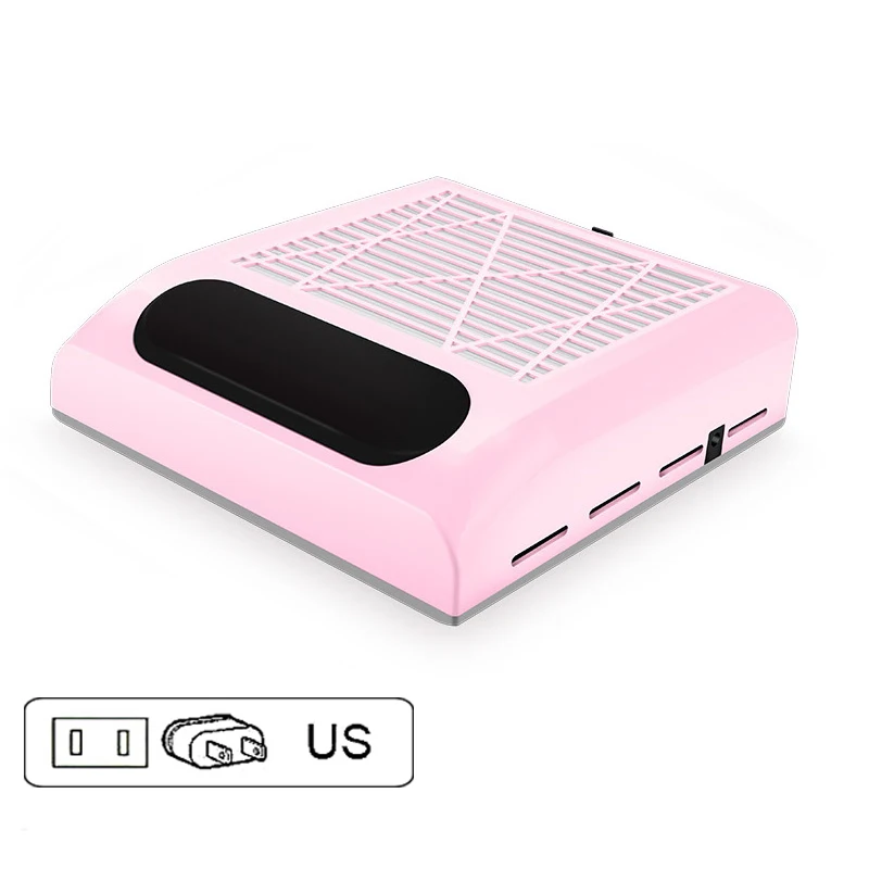 Pink US Plug 80 Вт Очиститель ногтей пылесборник для ногтей Сушилка для ногтей инструмент для ногтей Настольный пылесборник профессиональные маникюрные инструменты - Цвет: Pink US Plug