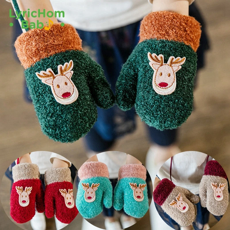 

LyricHom Baby Fashion Children Gloves Winter Coral Fleece Baby Girl Gloves Cartoon Warm Full Finger Gloves Thicken Mittens