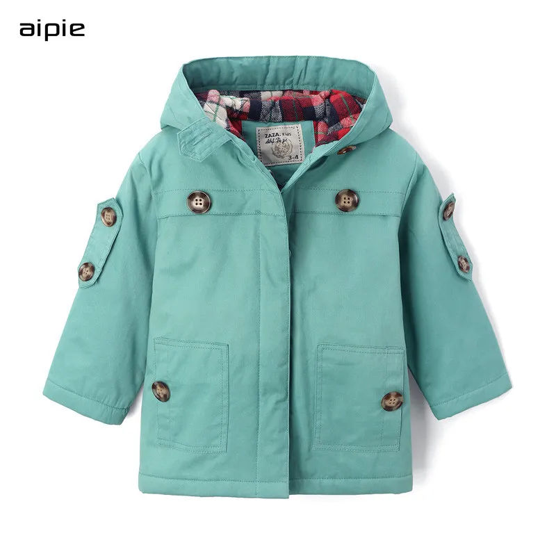 Light green Детские куртки для мальчиков и девочек новые брендовые модные однотонные хлопковые детские пальто с капюшоном, г. Одежда для детей от 3 до 10 лет - Цвет: Light green