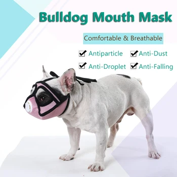 

Pet Dog Muzzles Short Snout Mesh Dog Muzzle Adjustable Breathable French Bulldog Pug Mouth Muzzle Mask Anti Barking Supplies