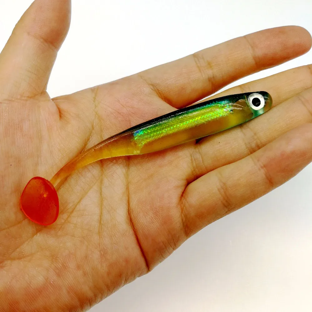 NOEBY, 4 шт./лот, весло, хвост, мелкая, Shad, силиконовая приманка, 11,5 см/5,4 г, 4 цвета, 3D глаза, плавающие приманки, пластиковая приманка, Pasca