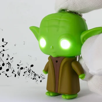 

1PCS cool Cartoon Anime Star Wars Action Figure Toys LED Flash Light Key Rings Yoda Keychain Bag Pendant for Kids Gifts