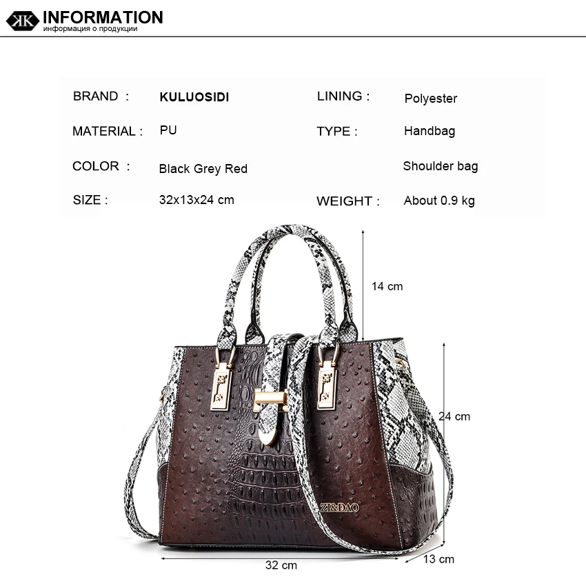 Luxury Women Leather Handbags Alligator Pattern Women Leather Bag Shoulder Bag for Women Sac a Main Femme Ladies Hand Bags