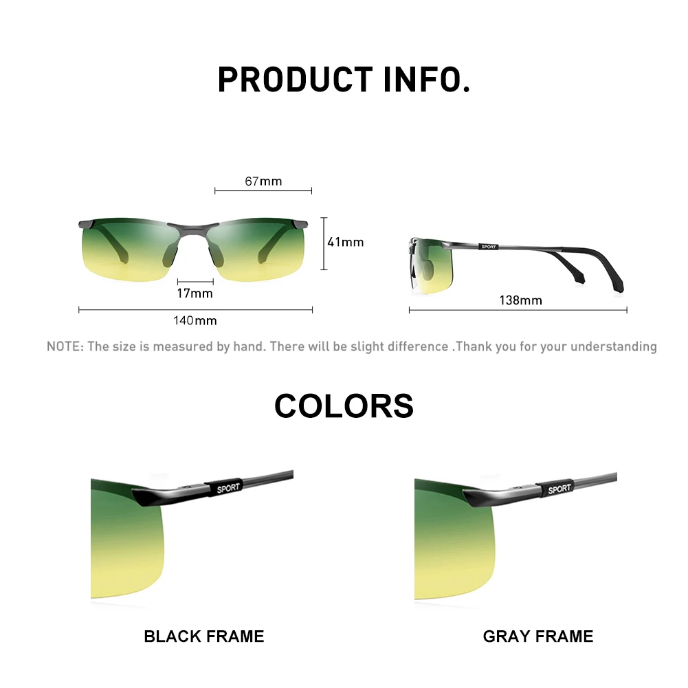 Occhiali da sole giorno e notte CAPONI uomo lenti sfumate giallo verde  occhiali sportivi occhiali da sole polarizzati da guida per uomo  RY3066|Men's Sunglasses| - AliExpress