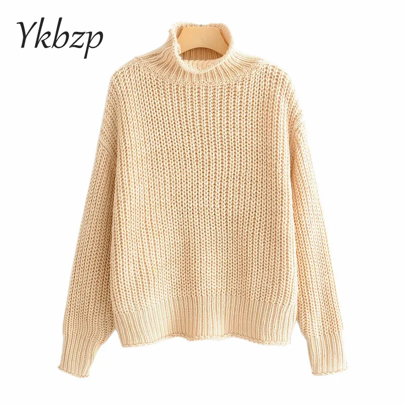 2019 New Autumn Winter Sweater Women High-Collar Thickened Pullover Loose Large Size Knittedshirt female | Женская одежда