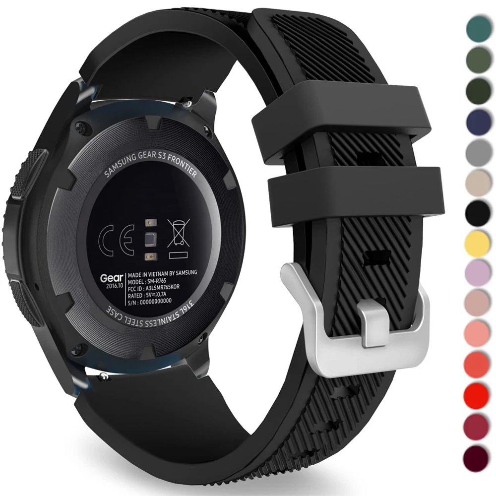 Ремешок силиконовый для Samsung Galaxy Watch 4/classic/3/46 мм/42 мм/Active 2/Gear S3 Frontier браслет Huawei