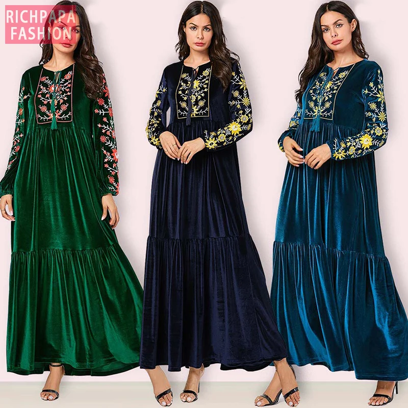 Бархатное турецкое мусульманское платье abaya, Дубай, хиджаб, турецкое платье abaya s, Исламская одежда для женщин, марокканский кафтан, халат, Тюрк