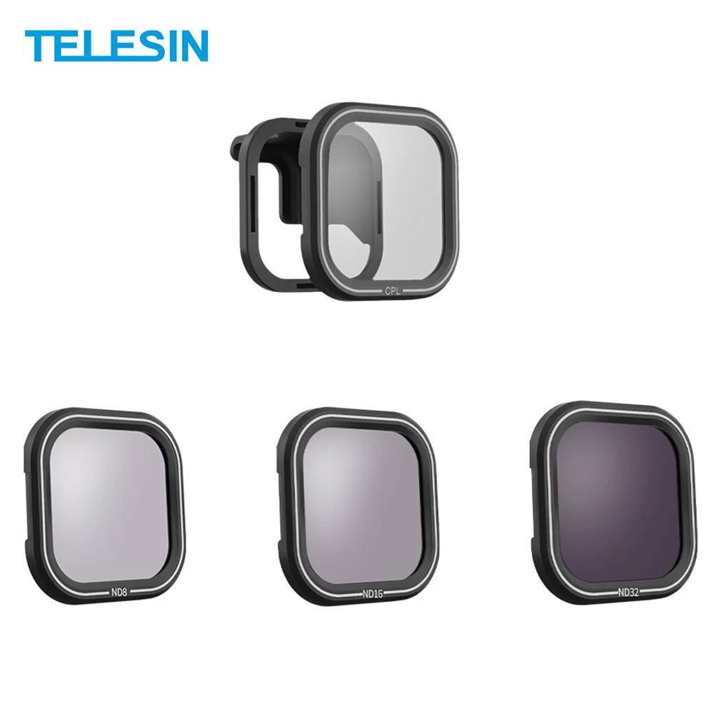 TELESIN Camera Filter 4Pack CPL ND8 ND16 ND32 Filters Lens Protector Magnetic Adapter Accessories for GoPro Hero 8 | Электроника