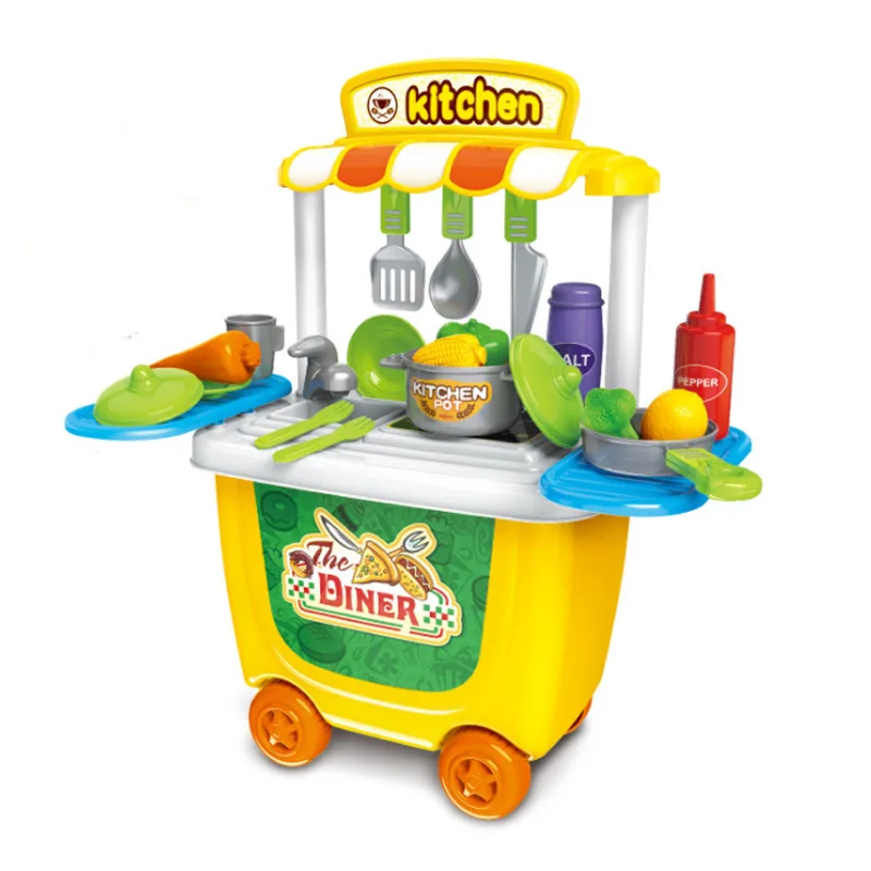 

Play House Toys Fast Dining Car with 31 Accessories Have 22 Dining Car Appliances One Storage Bucket A7720