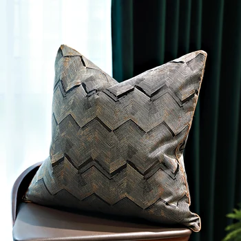 

DUNXDECO Cushion Cover Decorative Pillow Case Modern Luxury Golden Black Wave Geometric Jacquard Coussin Sofa Chair Bedding