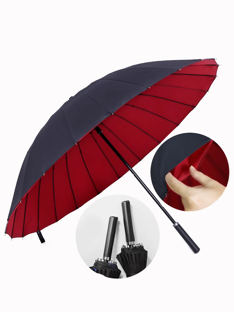

Rain Umbrella Men Quality 24K Strong Double Windproof Glassfiber Long Handle Big Golf Umbrella Women Gifts Travel Parasol