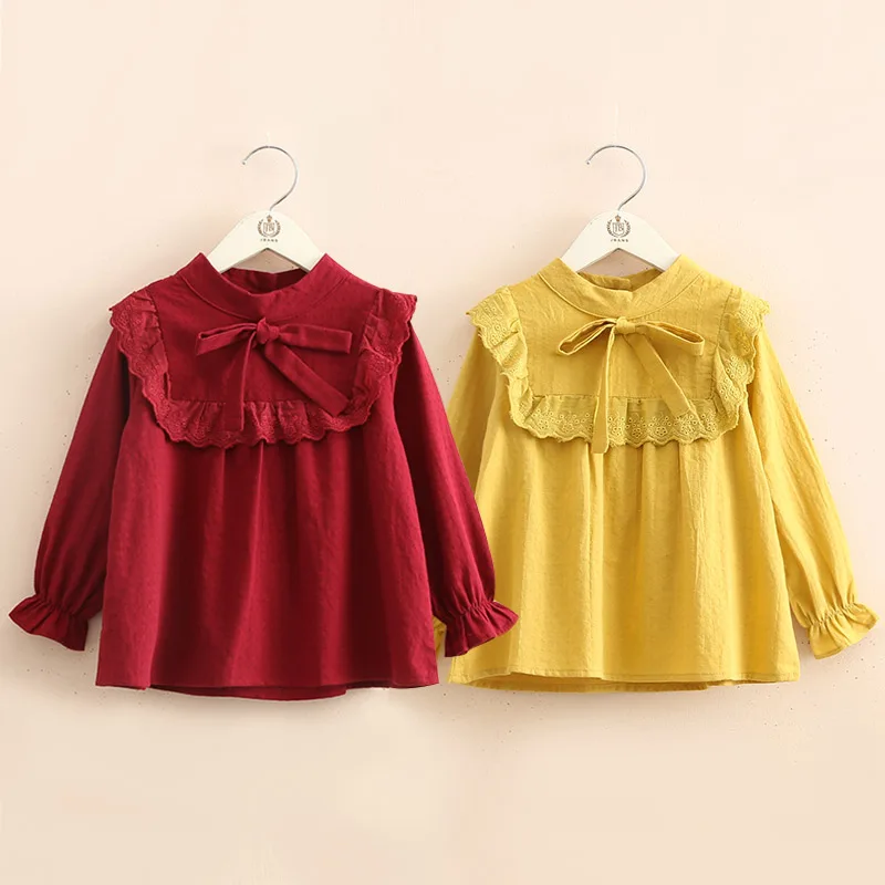 Baby girl lace basic peter pan collar shirt spring autumn children's