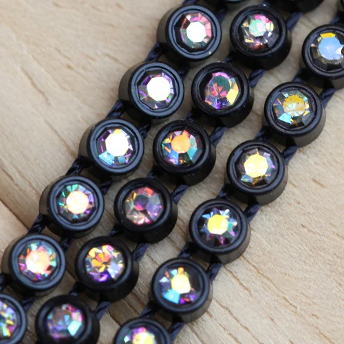 jet crystal SS8 пластик Кристалл Rhinestone окантовка для ювелирных изделий Findings10Yards свадьба горный хрусталь окантовка Кристалл в оправе Y2326 - Цвет: jet crystal