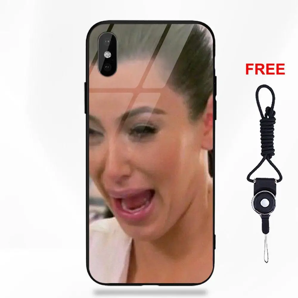 Закаленное стекло Capa Coque для Galaxy S8 S9 Plus для huawei Honor 7X P20 Lite mate 10 Pro Redmi 5 Note 5A 6 Ким Кардашьян плач - Цвет: as picture