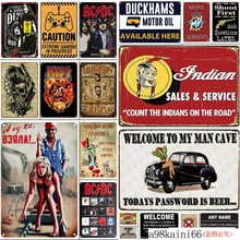 Retro barbería carteles de Metal carteles Vintage Bar garaje hombre cueva pared pegatina hogar Decoración