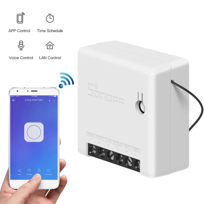 SONOFF мини двухсторонний умный переключатель DIY маленький корпус пульт дистанционного управления Wifi переключатель Поддержка внешнего переключателя работа с Alexa Google Home