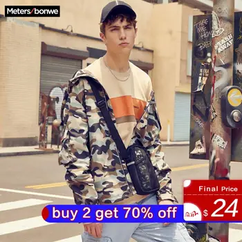 

Metersbonwe Men's Casual Jackets 2020 New Spring Fashion Hooded Jacket Men Handsome loose Jacket Waterproof zipper short jacket