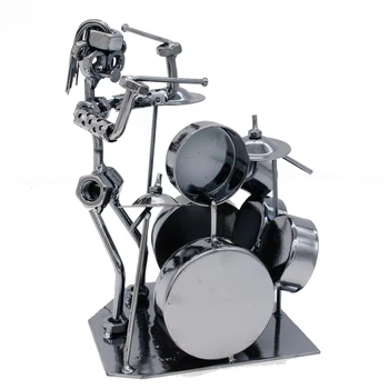 

ERMAKOVA Modern Metal Musician Drummer Band Statues Drum Figurine Home Office Book Shelf Decoration Birthday Gift Collection