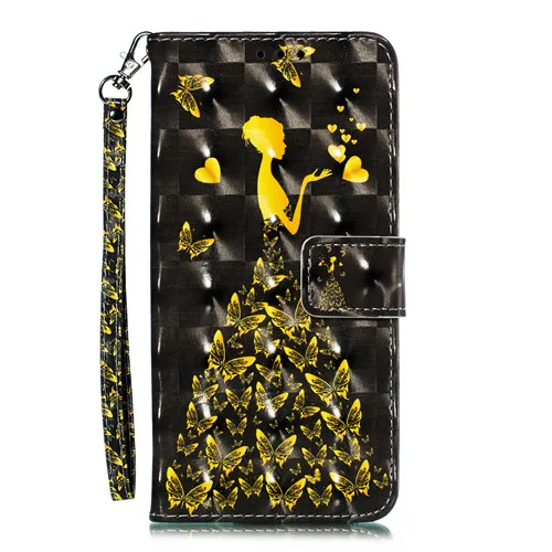 3D кожаный чехол для телефона samsung Note 10 Plus S10 S9 S8 Plus бабочка колокольчики полный чехол для samsung A50 A70 A7 Coque - Цвет: Butterfly girl