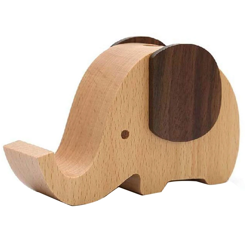 

Wooden Elephant Cell Phone Holder/Stand with Pen Pencil Holder Desk Decoration Multifunctional Supplies Stationery Organizer