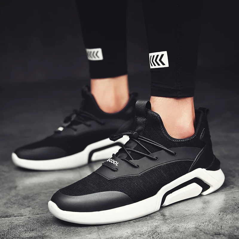 CREDRIZK/мужские черные кроссовки; zapatillas hombre Deportiva; модные мужские кроссовки на шнуровке; chaussure homme; спортивная обувь