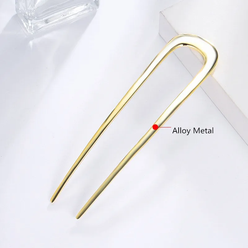 

CHIMERA Metal Hair Sticks Bun Hairpins Retro Simple Gold U-Shape Alloy Updo Hair Fork Clips Women Lady Styling Tool Accessories