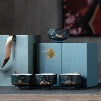 

Japanese Ceramic Kung Fu Tea Cup Tea Cup Fragrance-Smelling Cup Cup Gift Box Bubble TeaCup Chinese Style TeaCup Retro Style Cup