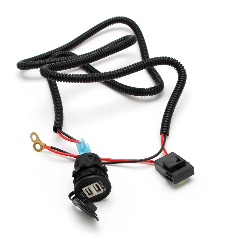 Синий светодиодный 5V 3.1A автомобильное USB зарядное устройство с жгутом проводки двойной USB розетка для автомобильного прикуривателя A6HE