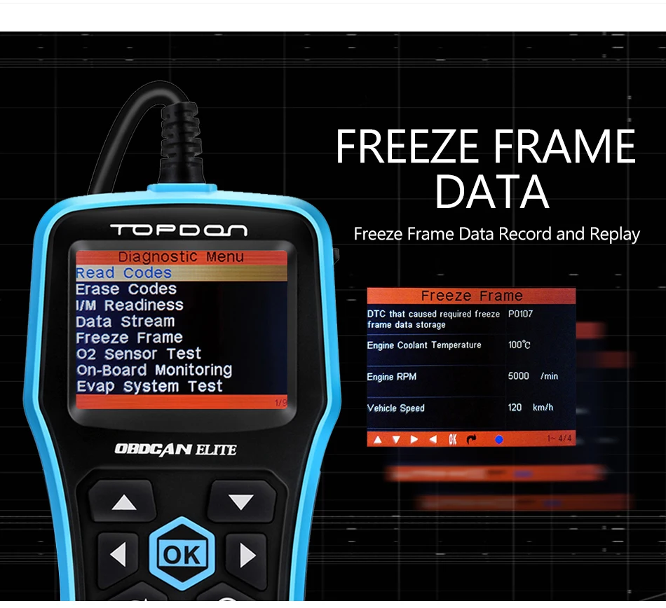 OBD2 сканер TOPDON OBDCAN ELITE считыватели кодов полнофункциональный автомобильный